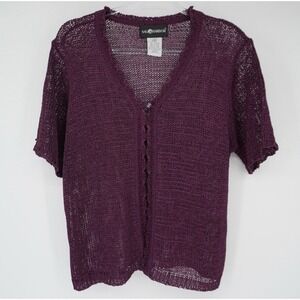 Vintage 90s Sag Harbor Purple Goth Witchy Dark Whimsigoth Sheer Cardigan Top Lrg